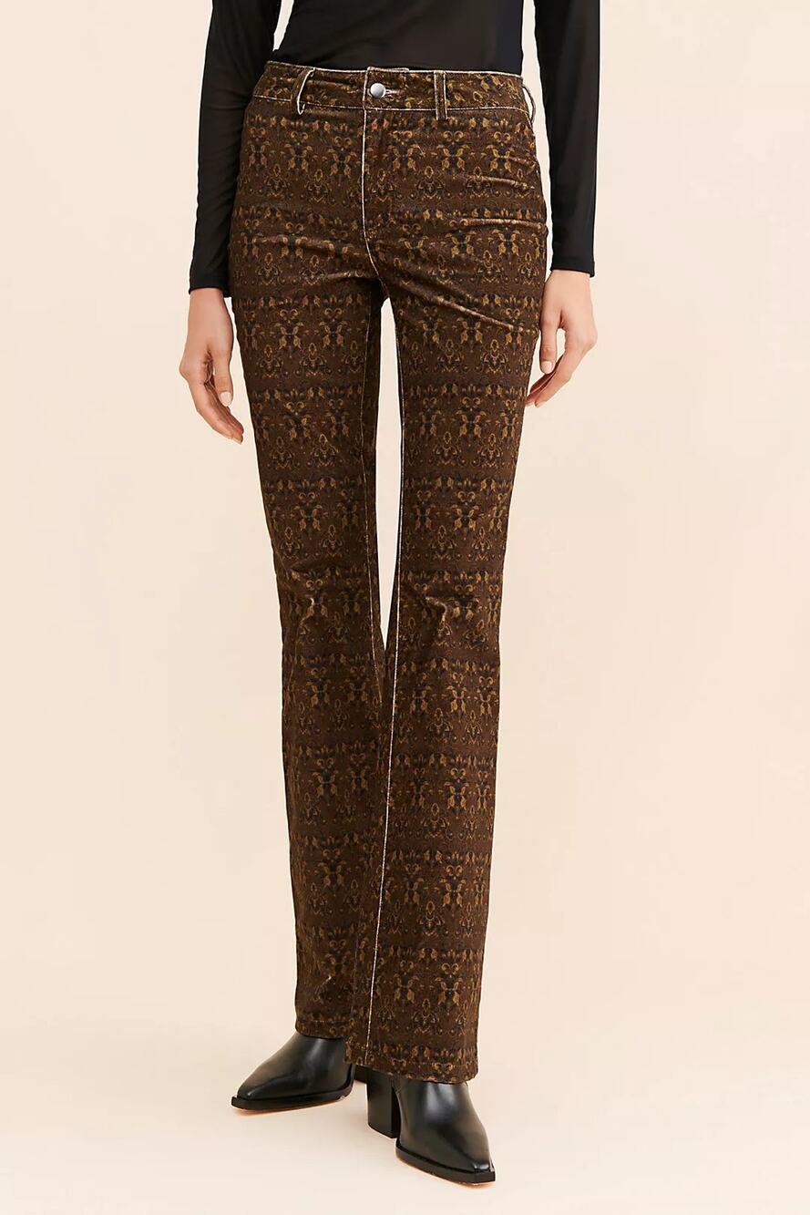 NWT Free People DRIFTWOOD Burnt Printed Jeans $158 SIZE 27 Brown
